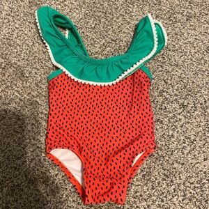 Starting Out Green and Red Ruffle One Piece